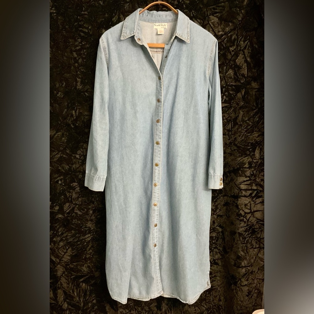 Lightweight DENIM snap-front DUSTER Dress XL NorthStyle